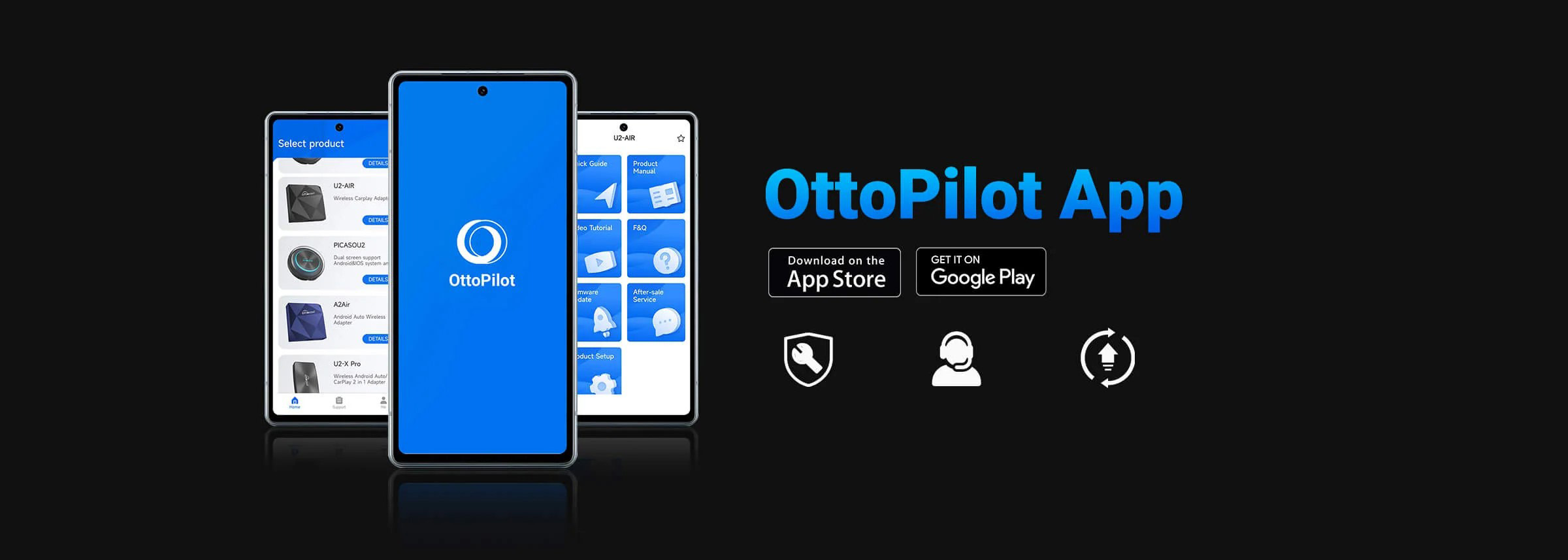 Обновление и техническая поддержка Ottocast в приложении на смартфоне