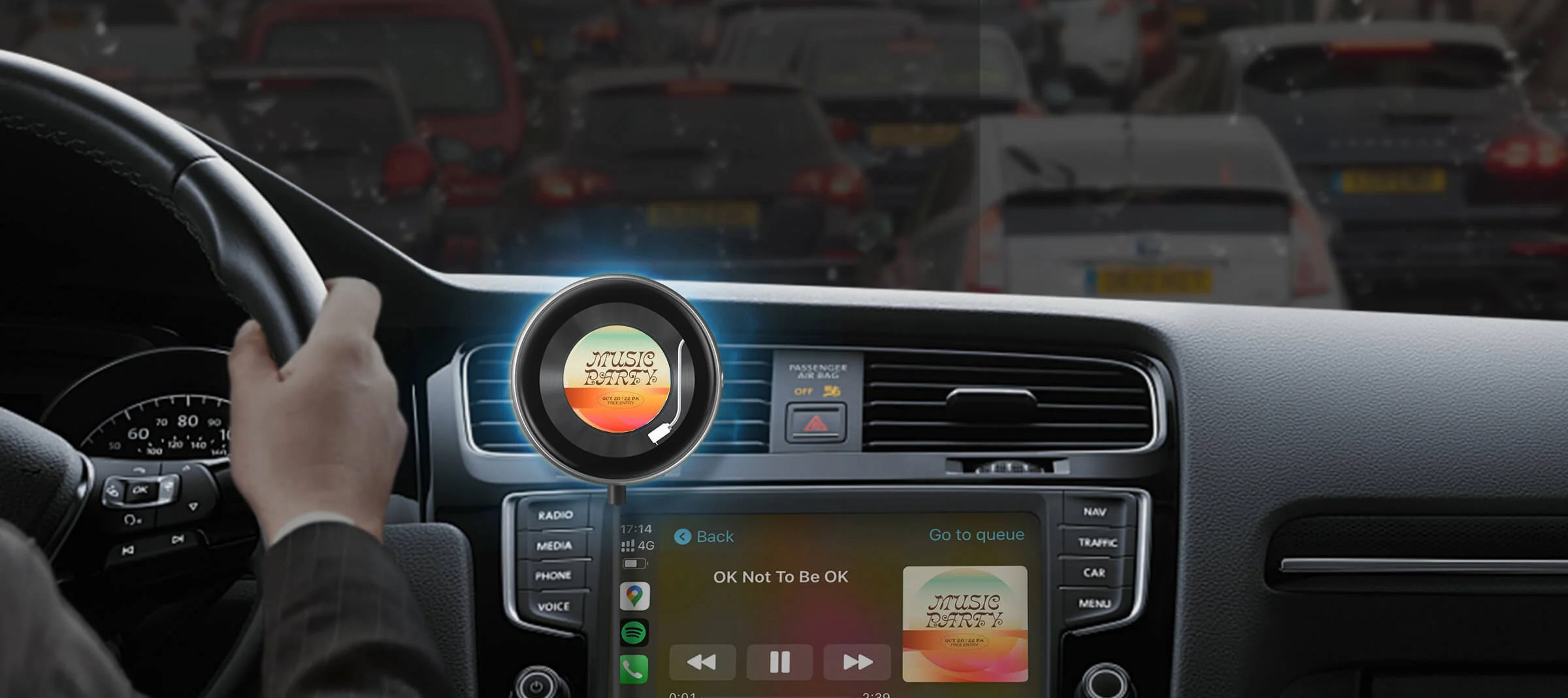 Удобное расположение Ottocast CarPlayClip