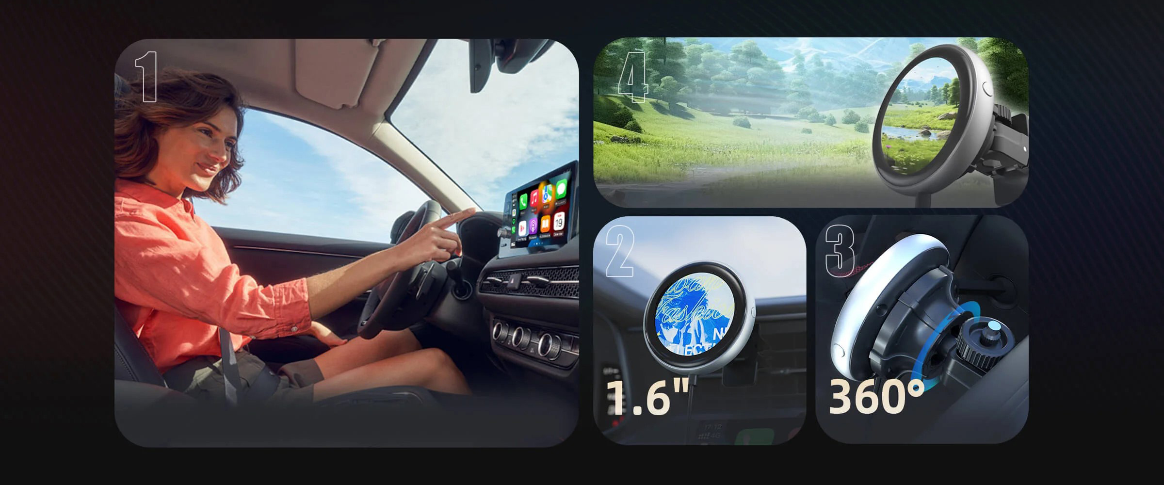 Установка на воздуховод автомобиля,  вращение 360 градусов